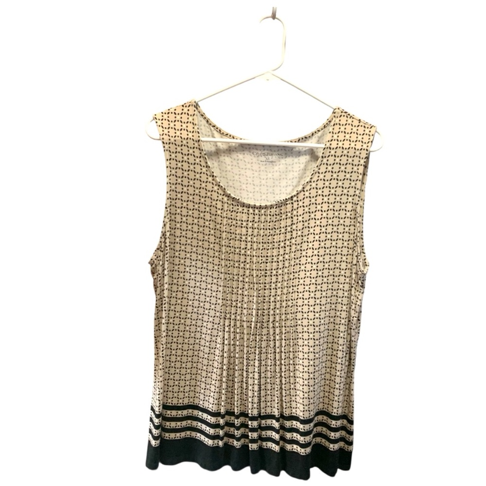 Elegant Croft & Barrow Cream and Black Sleeveless Top - Picture 3 of 4